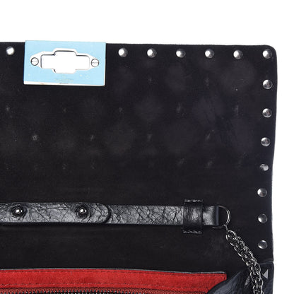 Valentino Garavani Craquele Nappa Rockstud Spike Wallet on Chain Black 9 of 10