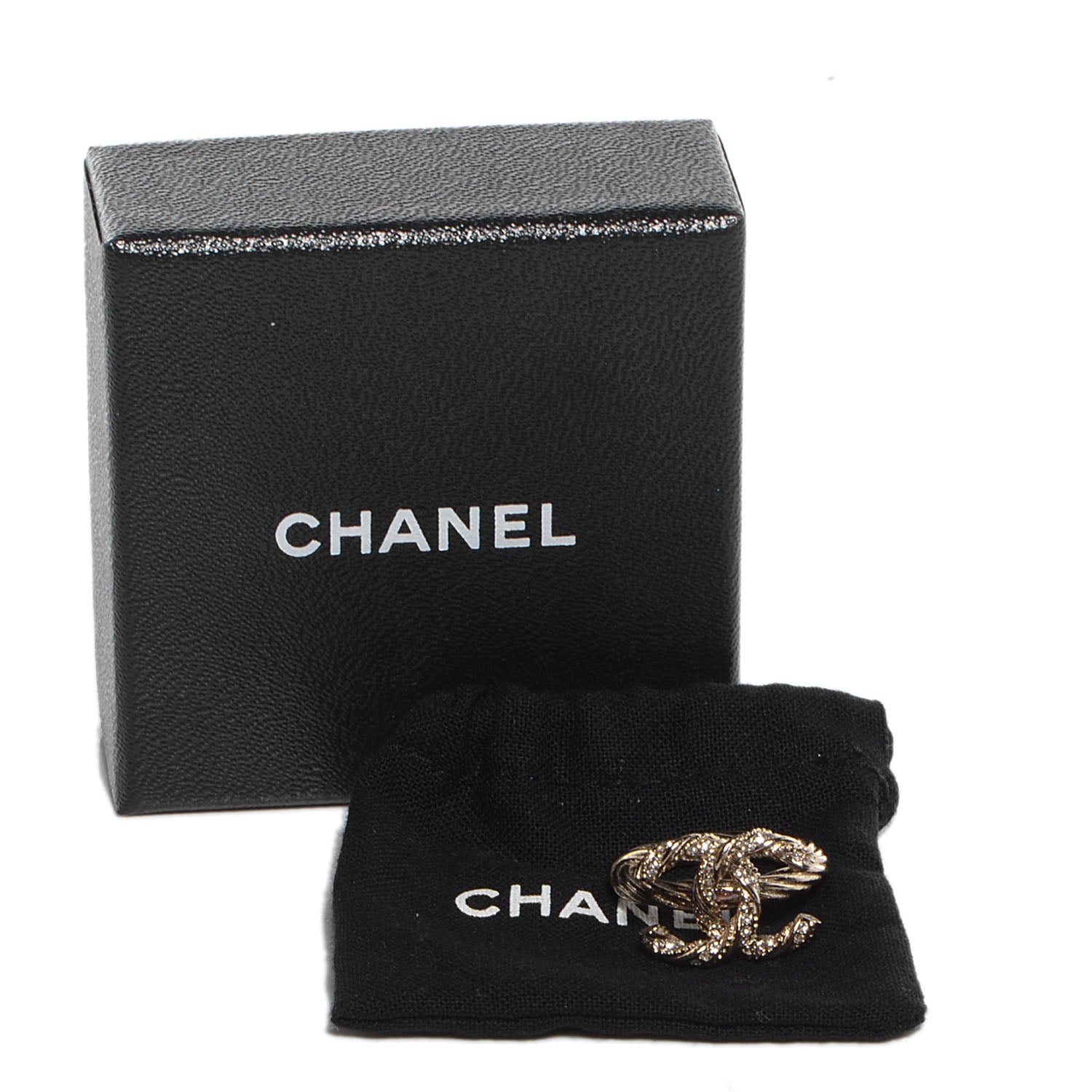 Chanel Crystal Twist CC Ring Light Gold 54 6.75 6 of 6