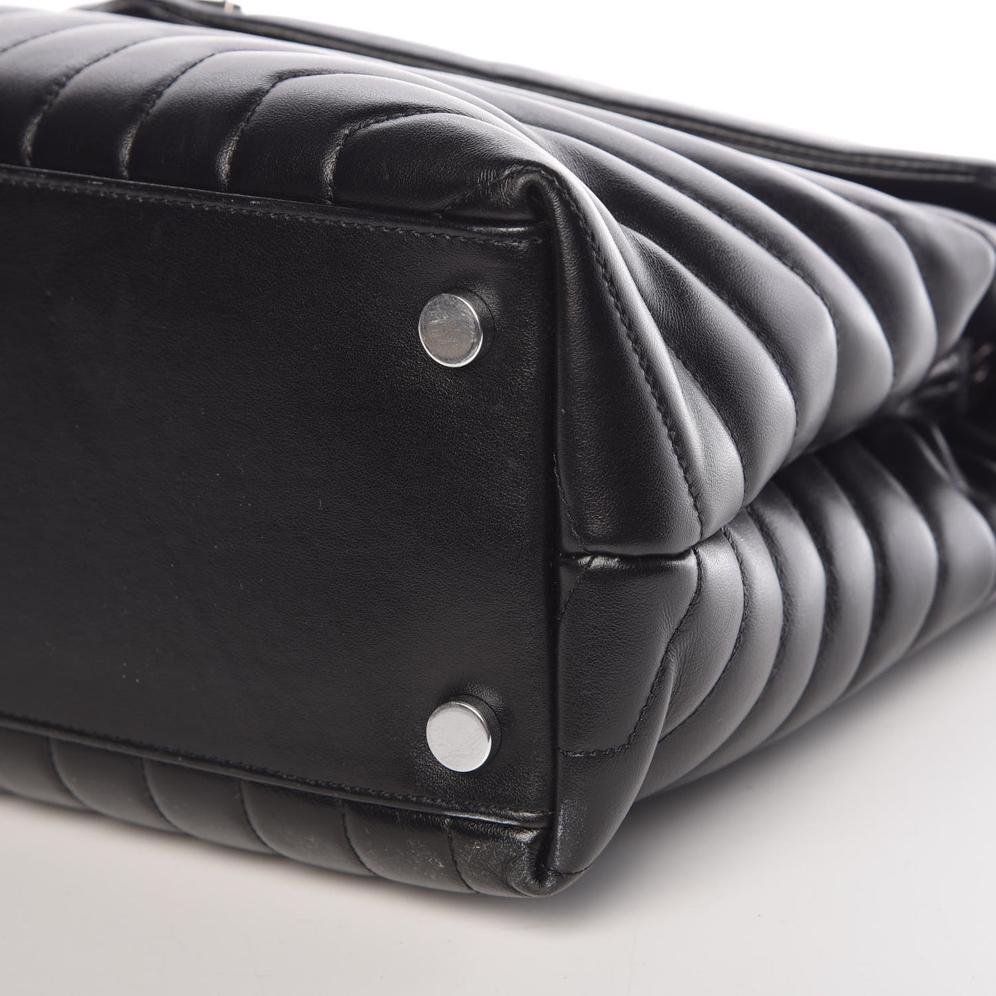 Calfskin Y Quilted Monogram Large Loulou Chain Satchel Black