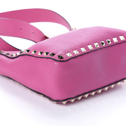 Valentino Garavani Pebbled Calfskin Mini Rockstud Flip-Lock Messenger Bag Pink Orchid 8 of 9