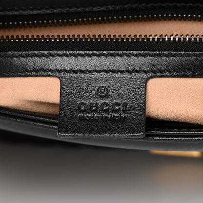 Gucci Calfskin Matelasse Small GG Marmont Top Handle Shoulder Bag Black 6 of 16