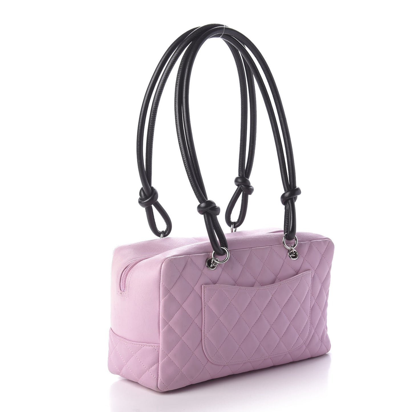 Calfskin Quilted Large Cambon Bowler Pink Black