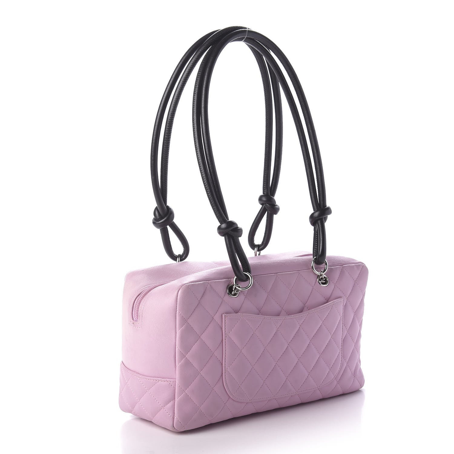 Chanel Calfskin Quilted Large Cambon Bowler Pink Black 3 of 12
