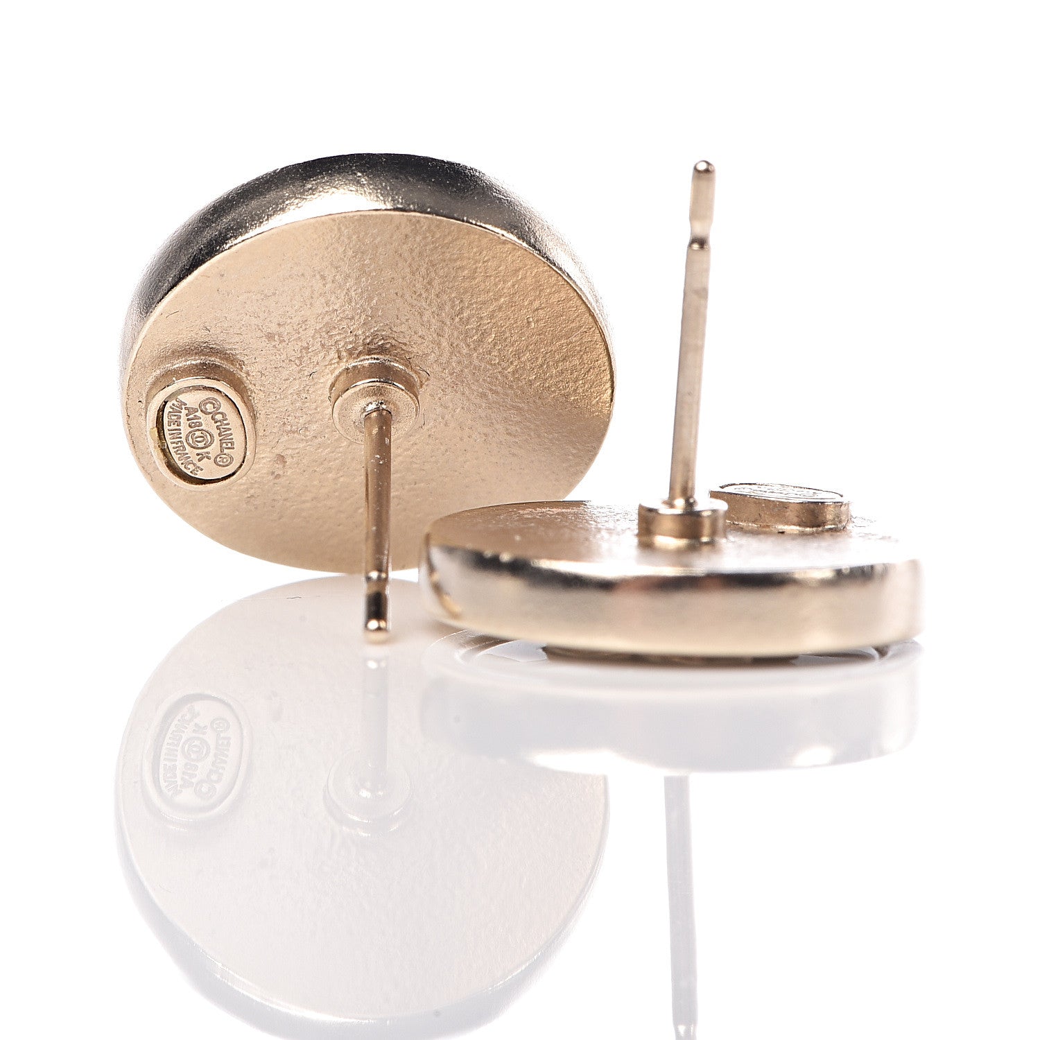 Chanel Pearl Coco Round Earrings Gold Pearly White 4 of 5