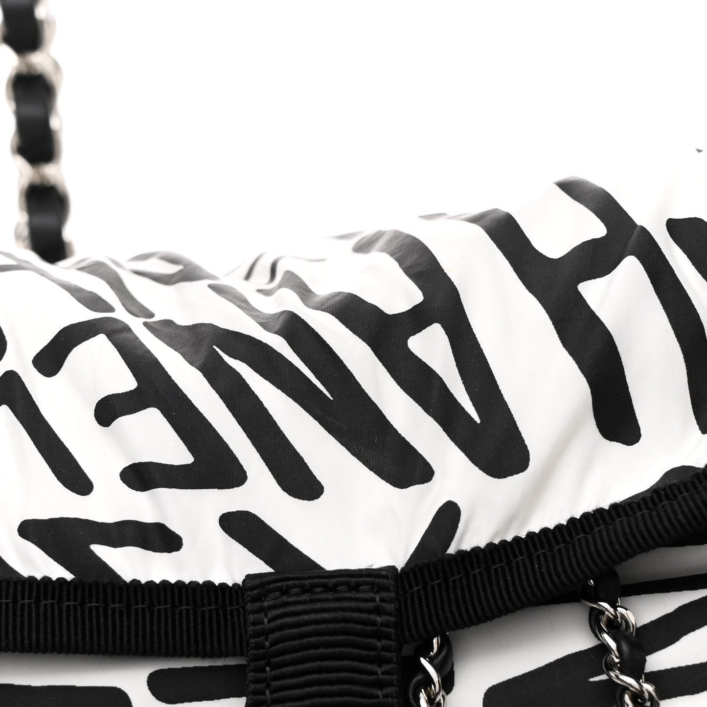 Nylon Printed Quilted Coco Neige Convertible Backpack Black White