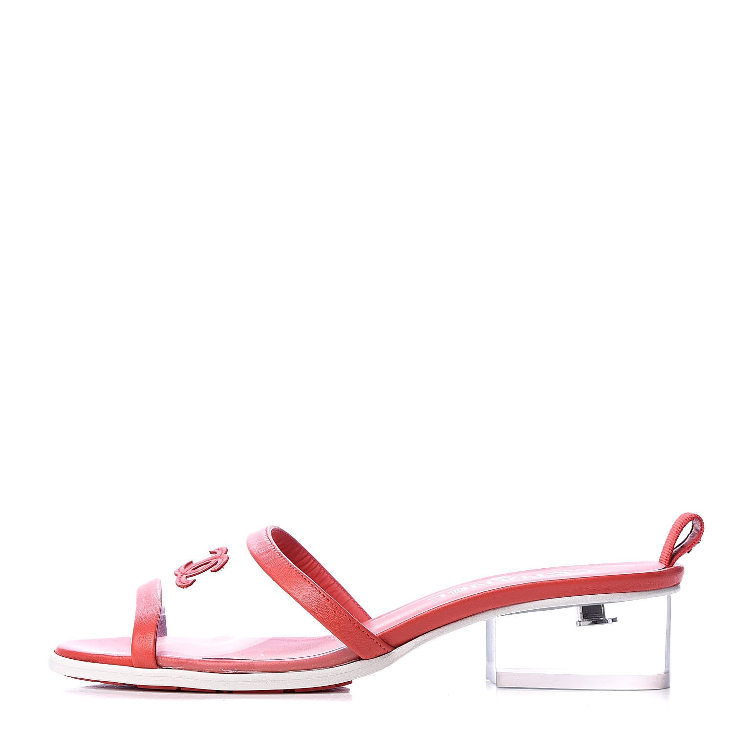 Chanel Lambskin PVC Mule Transparent 38 Red 1 of 10