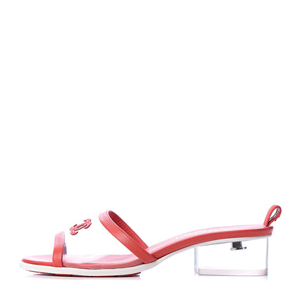 Chanel Lambskin PVC Mule Transparent 38 Red 1 of 10