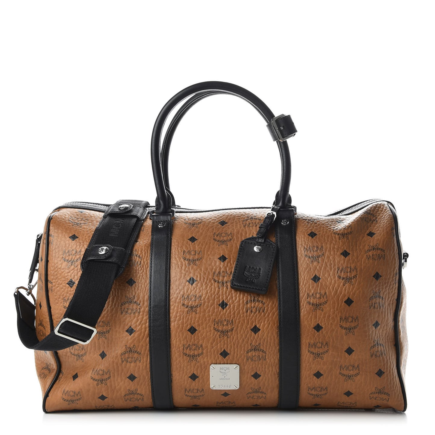Visetos Medium Traveler Weekender Duffle Bag Cognac Black
