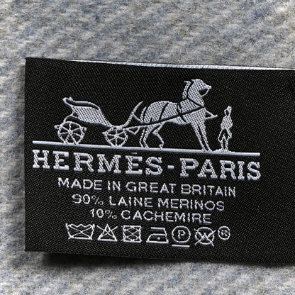 Hermes Merinos Wool Cashmere Cheval Cabriolet Blanket Galet 3 of 3