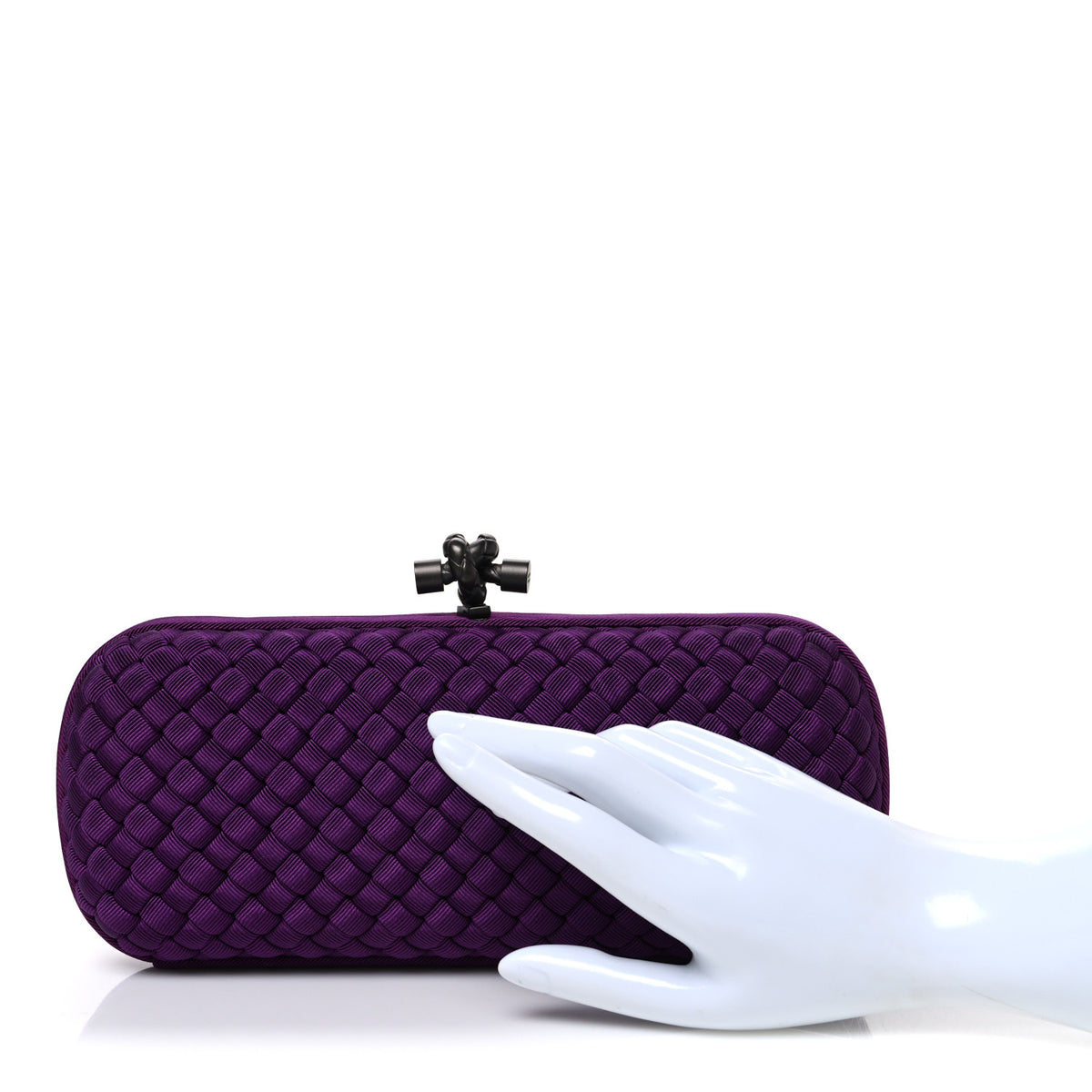 Silk Faille Intrecciato Knot Clutch Purple