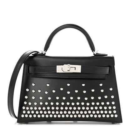 Hermes Box Studded Clouté Mini Kelly Sellier 20 Black 1 of 10