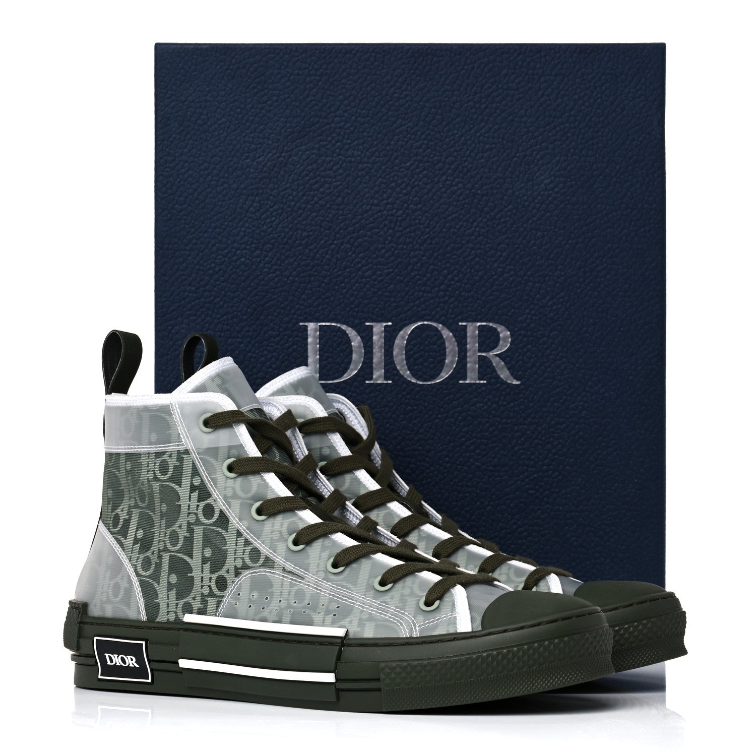 Christian Dior Technical Canvas Oblique Mens B23 High Top Sneakers 43 Olive 9 of 9
