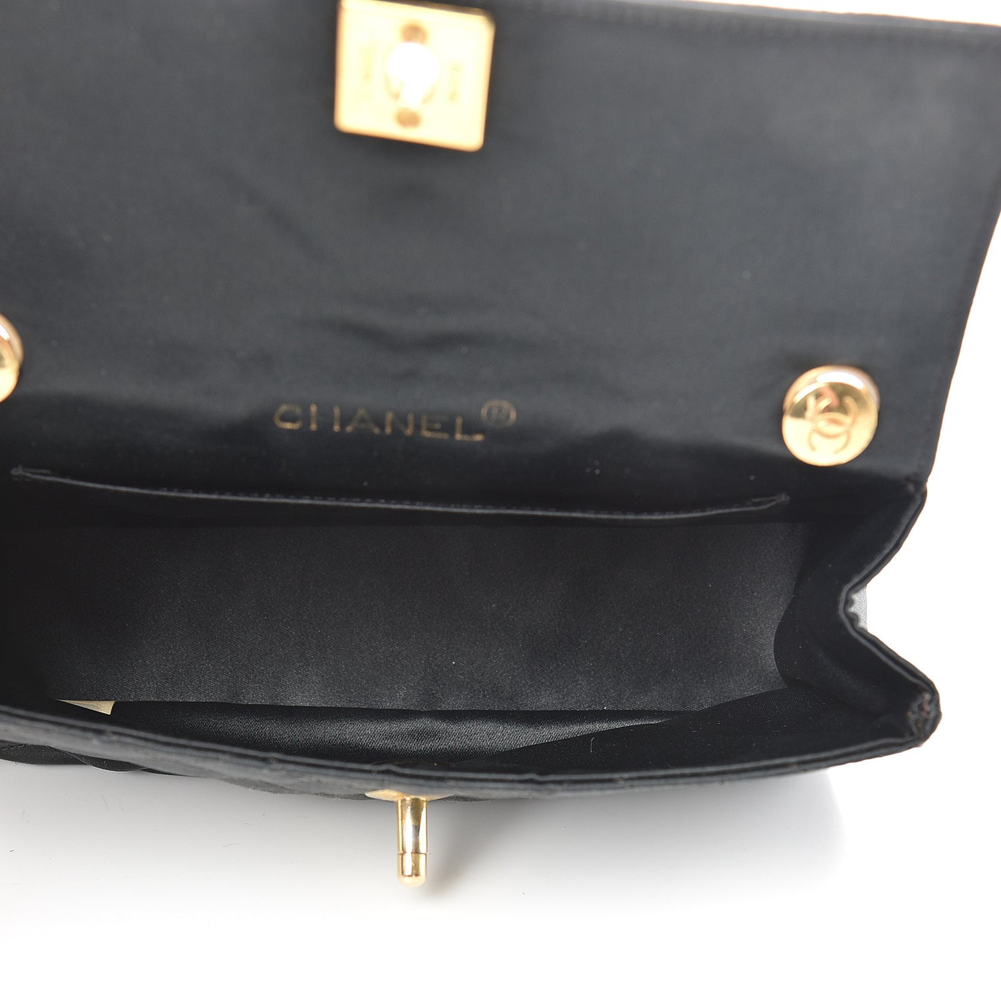 Satin Quilted Extra Mini Rectangular Flap Black