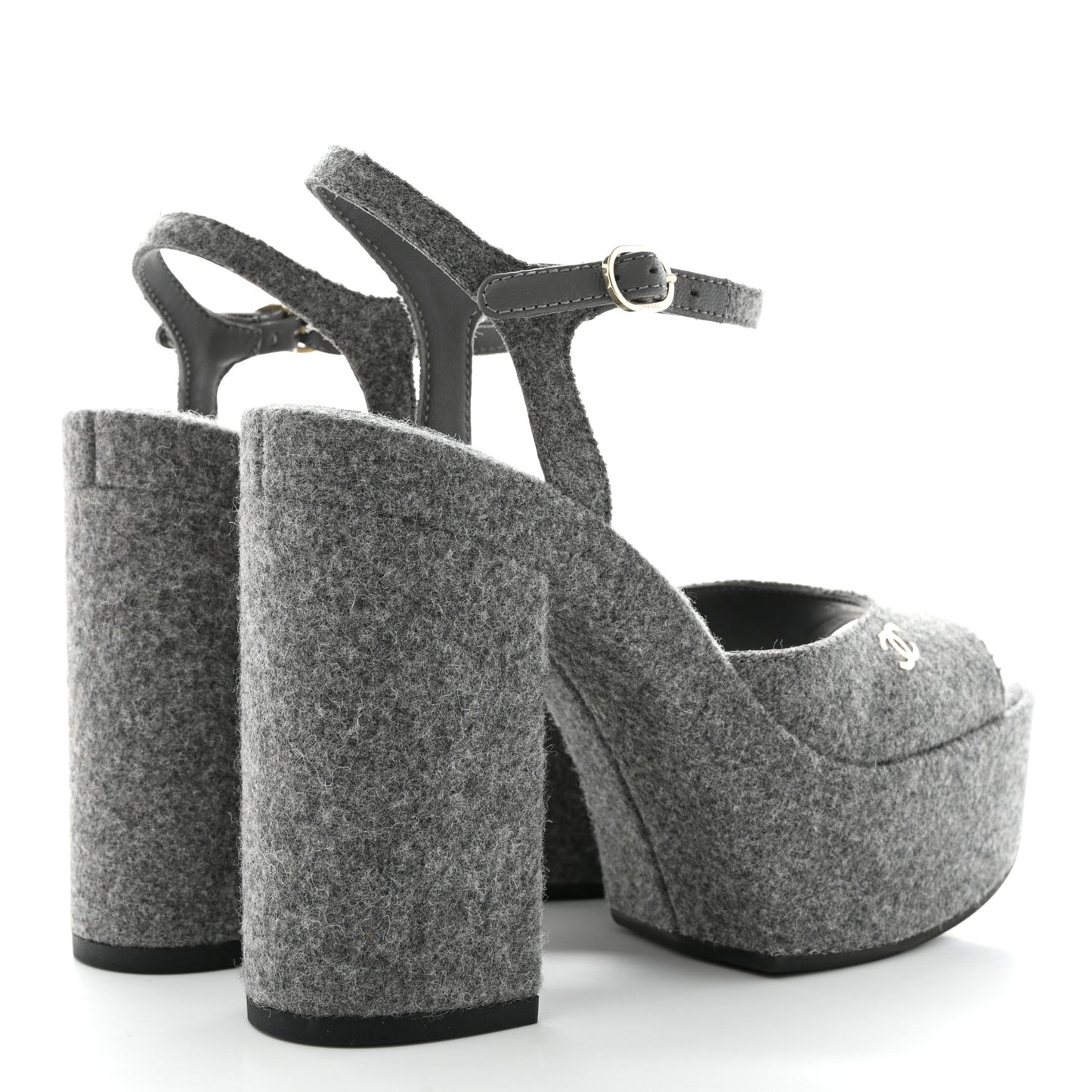 Wool CC Platform Sandals 38 Grey