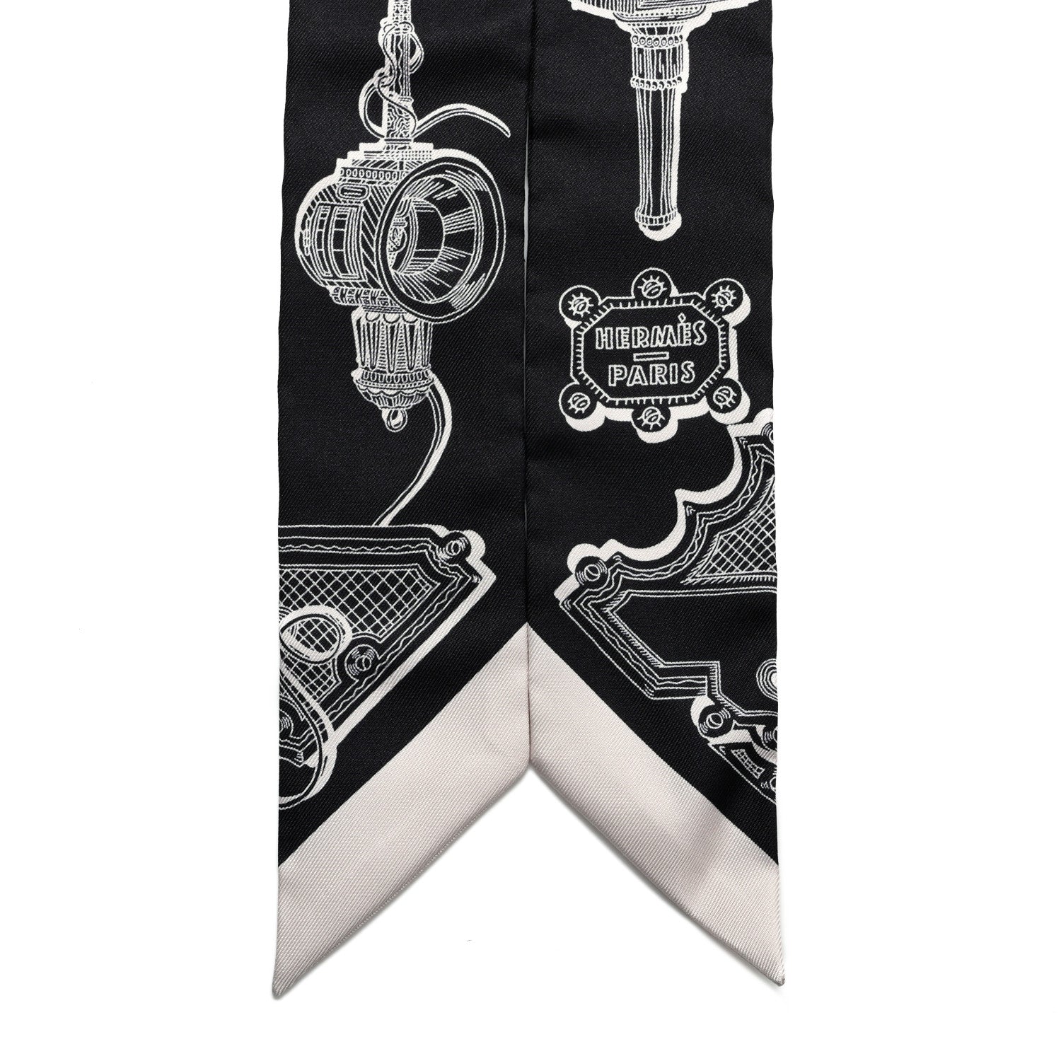Hermes Silk Merveilleuses Lanternes Twilly Black White 2 of 4
