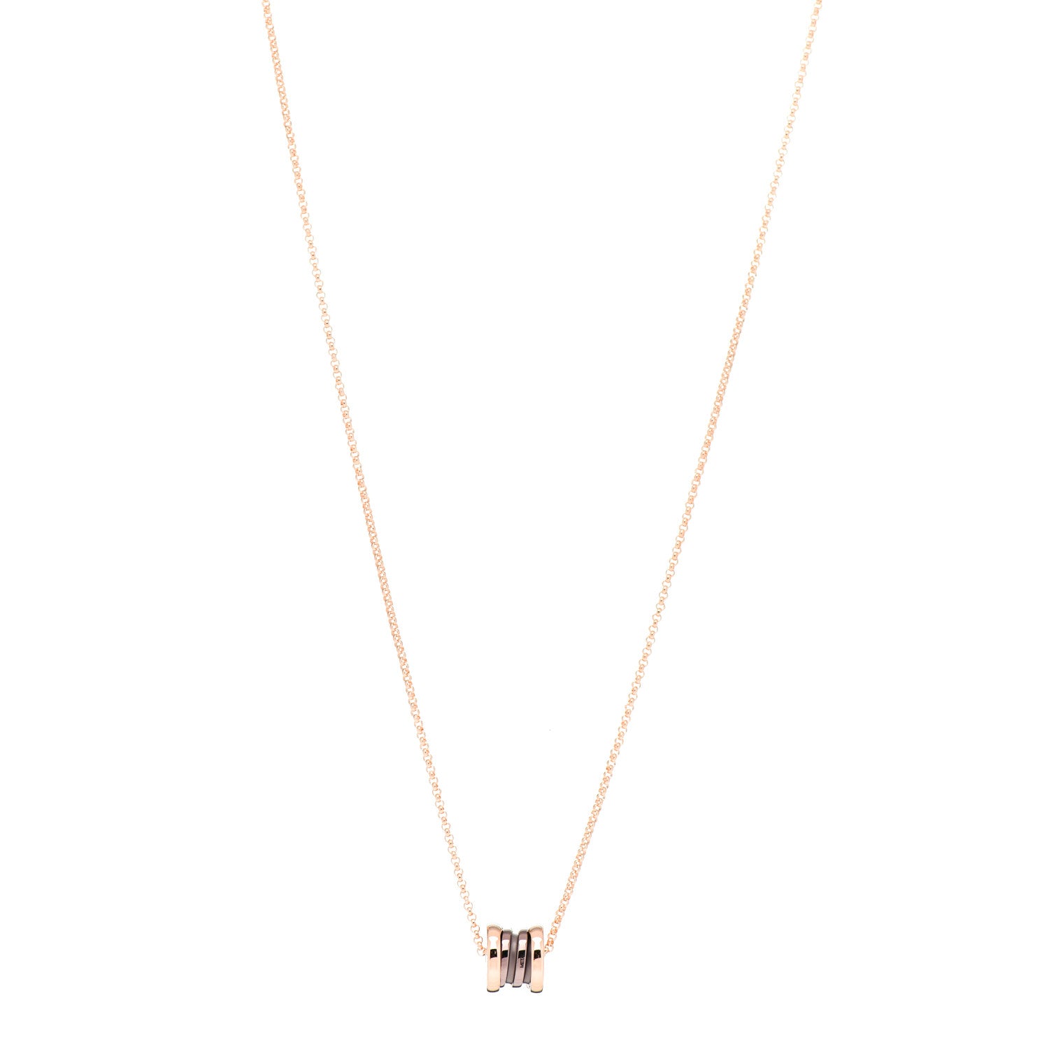 Bulgari 18K Rose Gold Cermet Small B.Zero1 Pendant Necklace 1 of 5