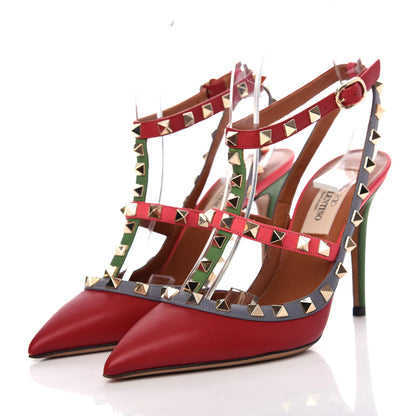 Valentino Garavani Nappa Rockstud Ankle Strap 100mm Pumps 35.5 Rosso Valentino Grey Clover Deep Rose 3 of 9