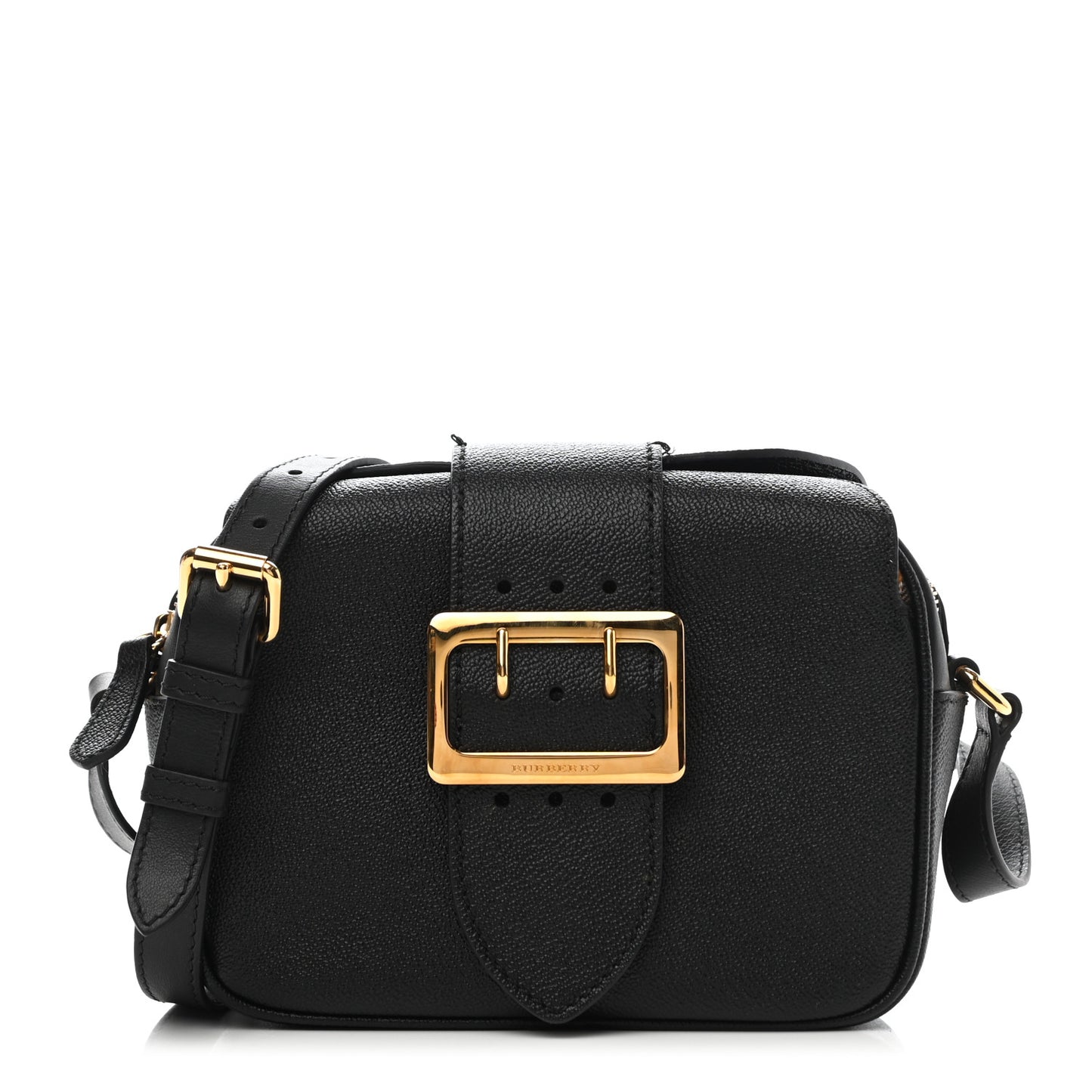 Soft Grain Calfskin Small Buckle Zip Bag Black
