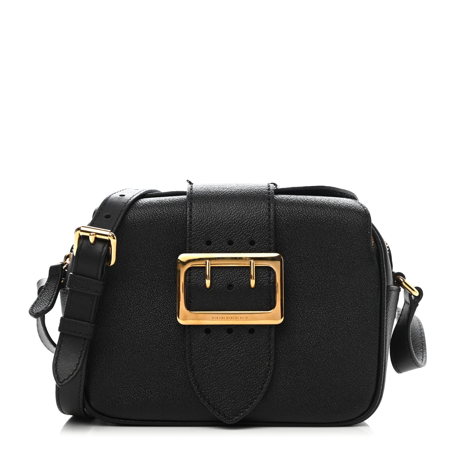 Burberry Soft Grain Calfskin Small Buckle Zip Bag Black 1 of 12