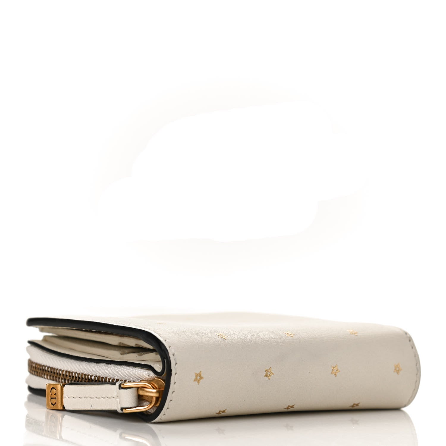 Christian Dior Calfskin Stars Voyageur French Wallet White Gold 4 of 9