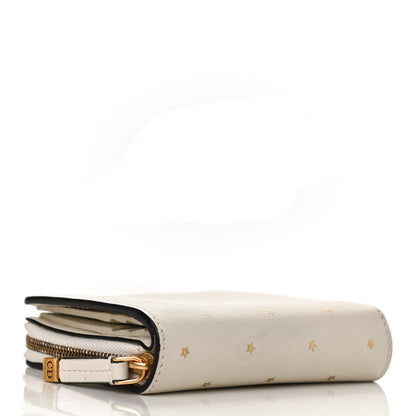 Christian Dior Calfskin Stars Voyageur French Wallet White Gold 4 of 9