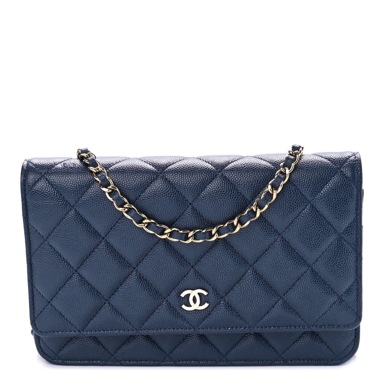 Chanel Iridescent Caviar Quilted Wallet On Chain WOC Blue 1 of 10