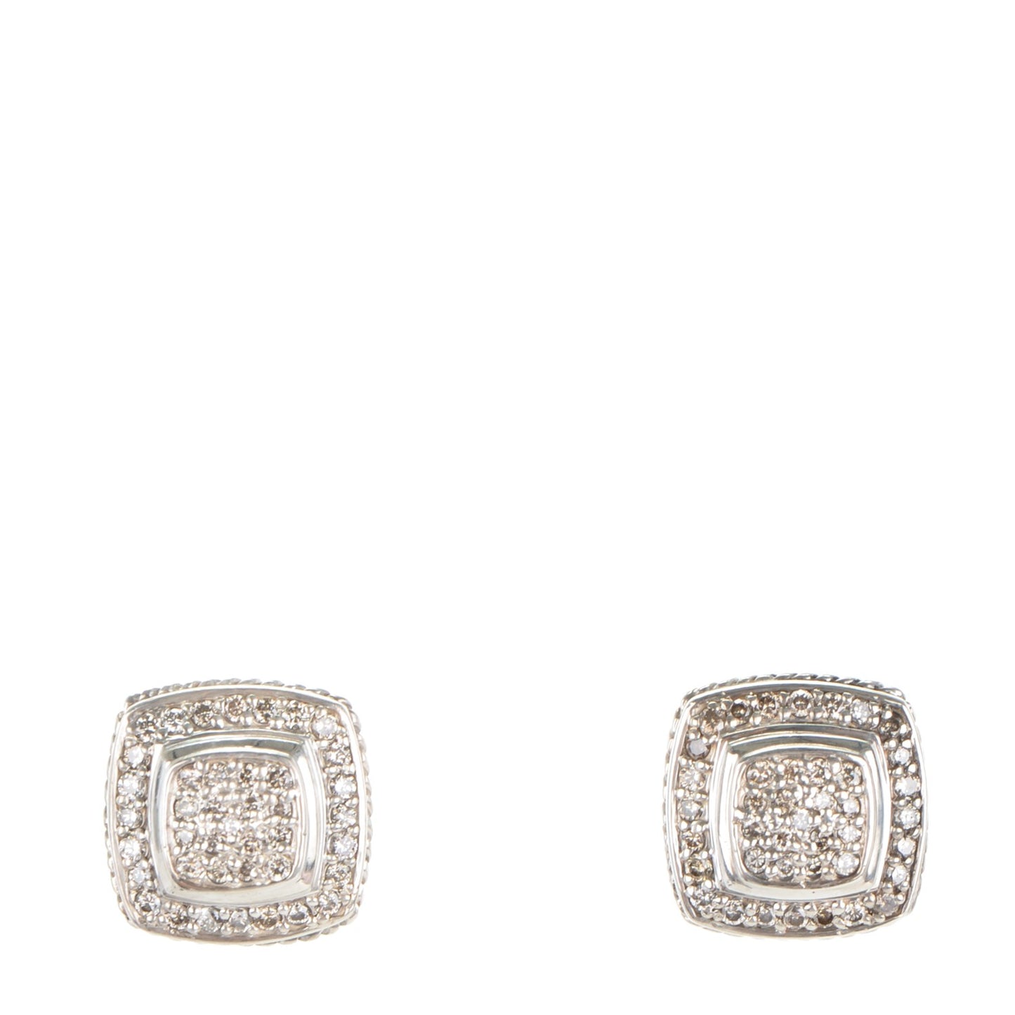 Sterling Silver Diamond 7mm Pave Albion Earrings