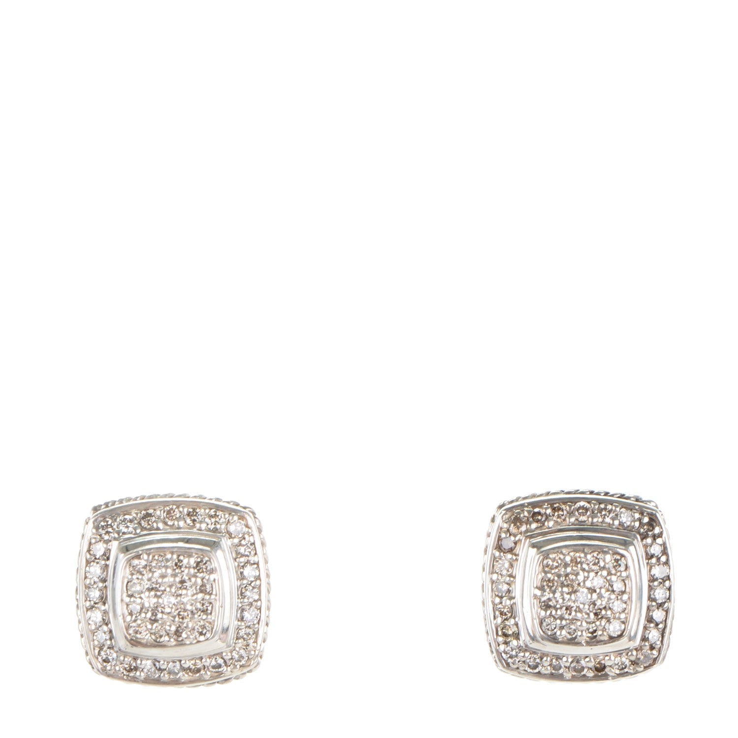David Yurman Sterling Silver Diamond 7mm Pave Albion Earrings 1 of 4