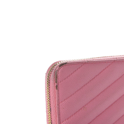 Saint Laurent Grain De Poudre Matelasse Chevron Monogram Zip Around Wallet Bubblegum 8 of 9