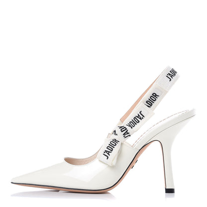 Christian Dior Patent Ribbon J'Adior Slingback 100mm Pumps 37 Off White 1 of 9