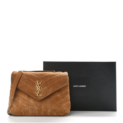 Saint Laurent Suede Calfskin Y Quilted Monogram Small Loulou Chain Satchel Cinnamon 13 of 13