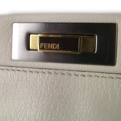 Fendi Goatskin Stingray Medium Peekaboo Iconic Satchel White Pink 6 of 9