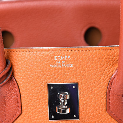 Hermes Taurillon Clemence Arlequin Birkin 35 Orange Sanguine Gold Bleu Lin Bleu Hydra Etain 5 of 19