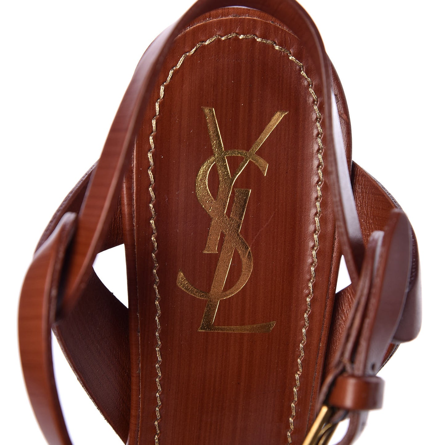 Calfskin Tribute 75 Platform Sandals 38 Amber