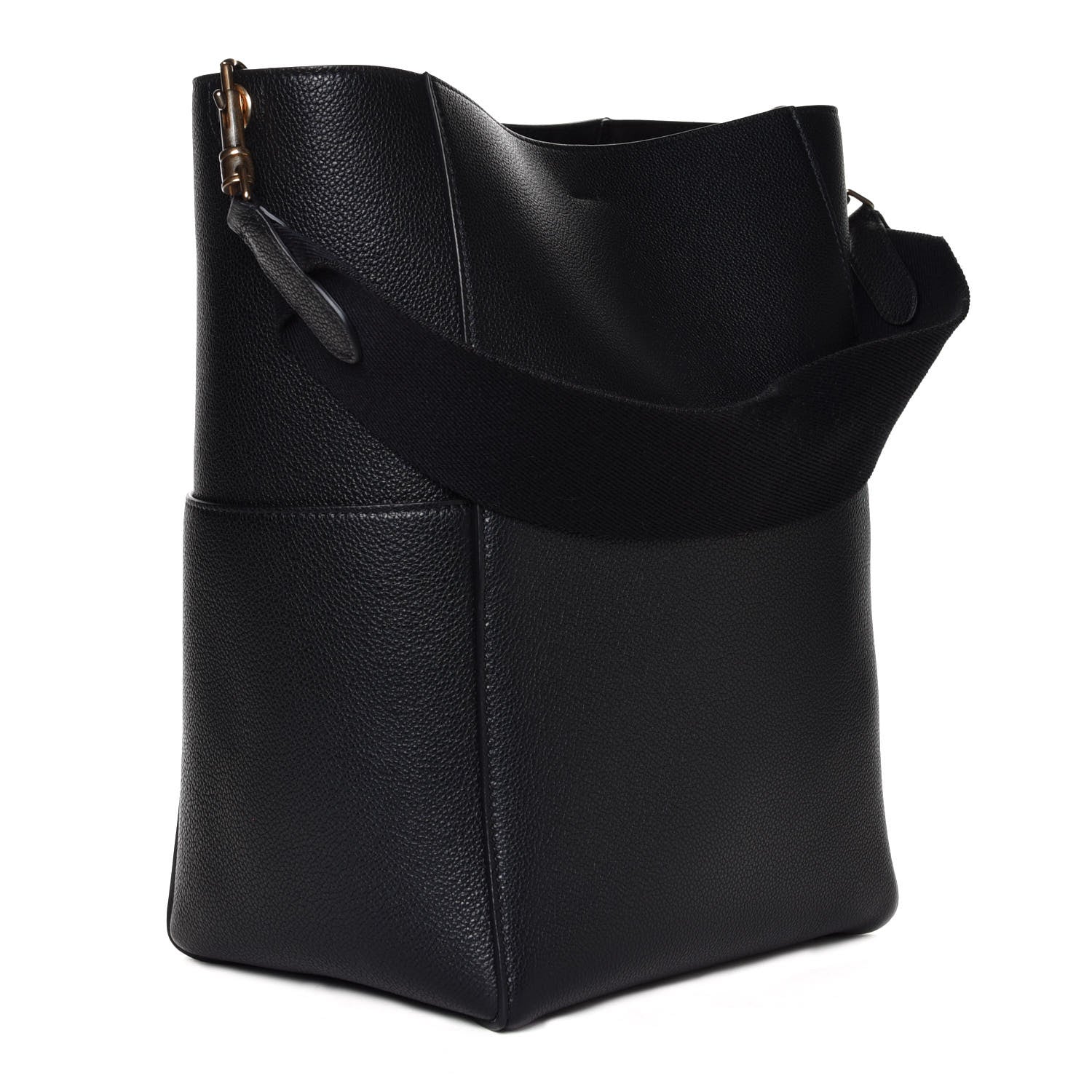 Celine Soft Grained Calfskin Sangle Bucket Bag Black 5 of 11