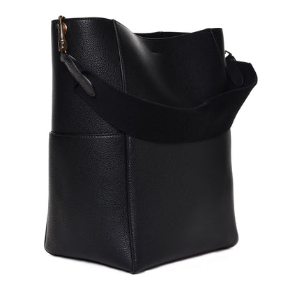 Celine Soft Grained Calfskin Sangle Bucket Bag Black 5 of 11