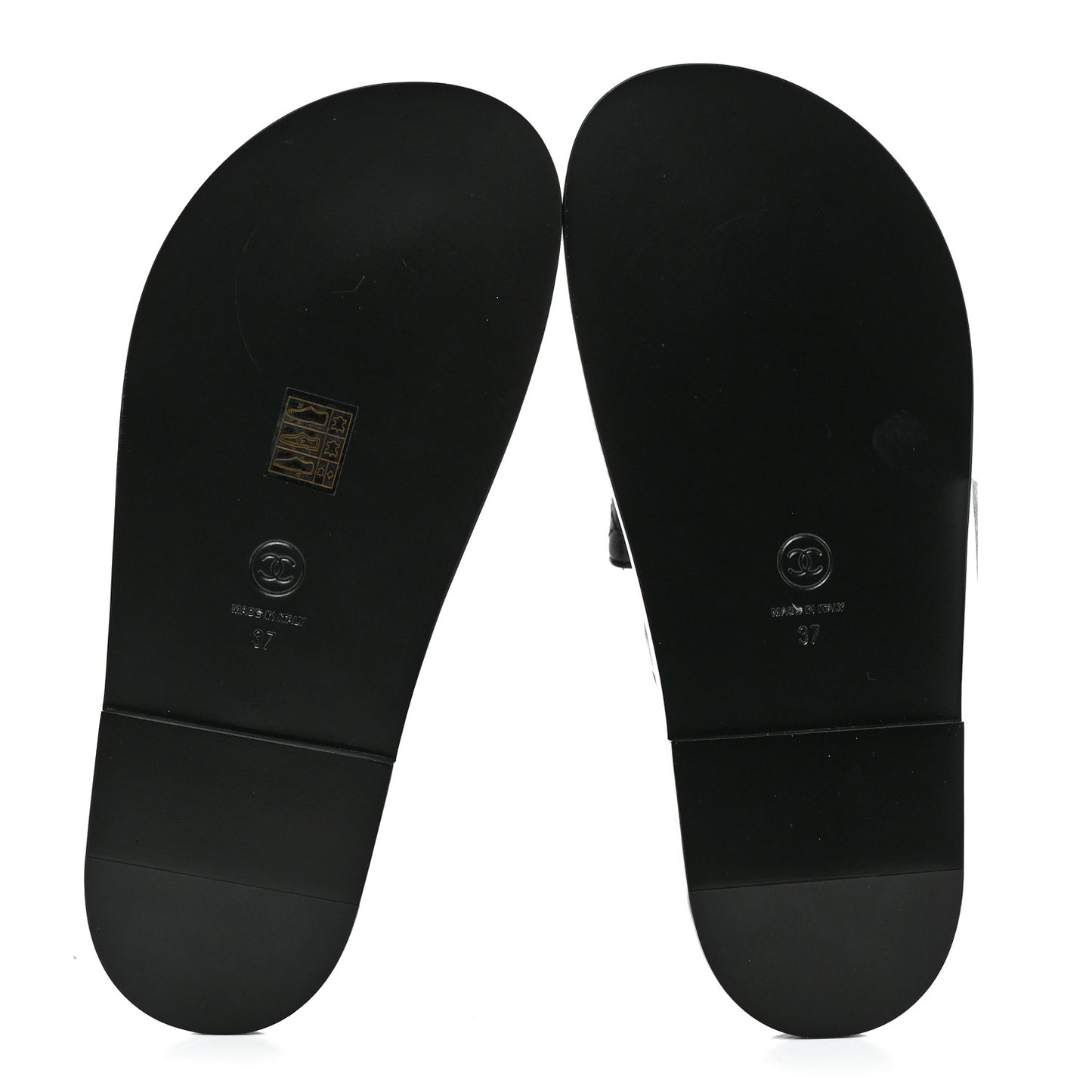Lambskin Quilted Velcro Dad Chain CC Slide Sandals 37 Black