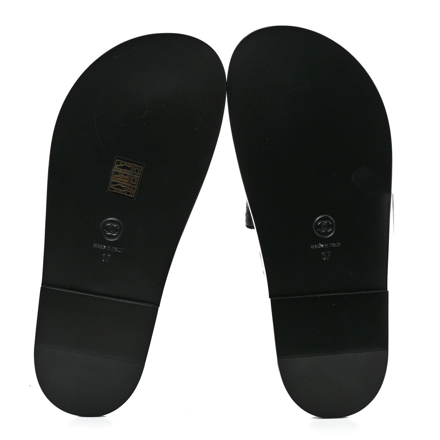 Chanel Lambskin Quilted Velcro Dad Chain CC Slide Sandals 37 Black 5 of 11