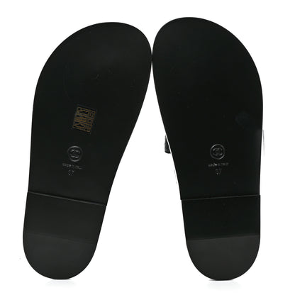 Chanel Lambskin Quilted Velcro Dad Chain CC Slide Sandals 37 Black 5 of 11