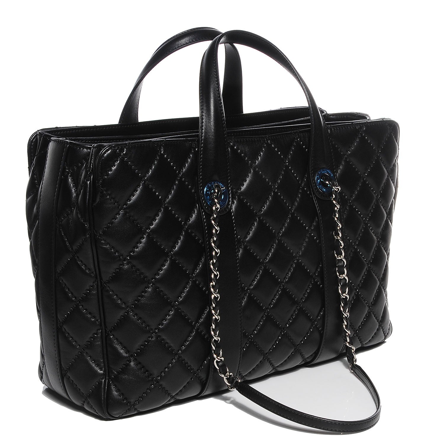 Chanel Lambskin Quilted Large Easy Carry Shopping Tote Black 3 of 9