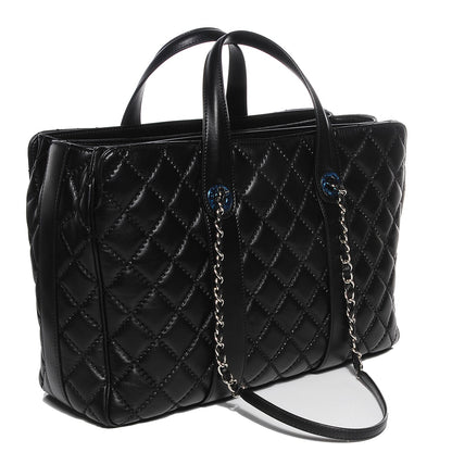 Chanel Lambskin Quilted Large Easy Carry Shopping Tote Black 3 of 9
