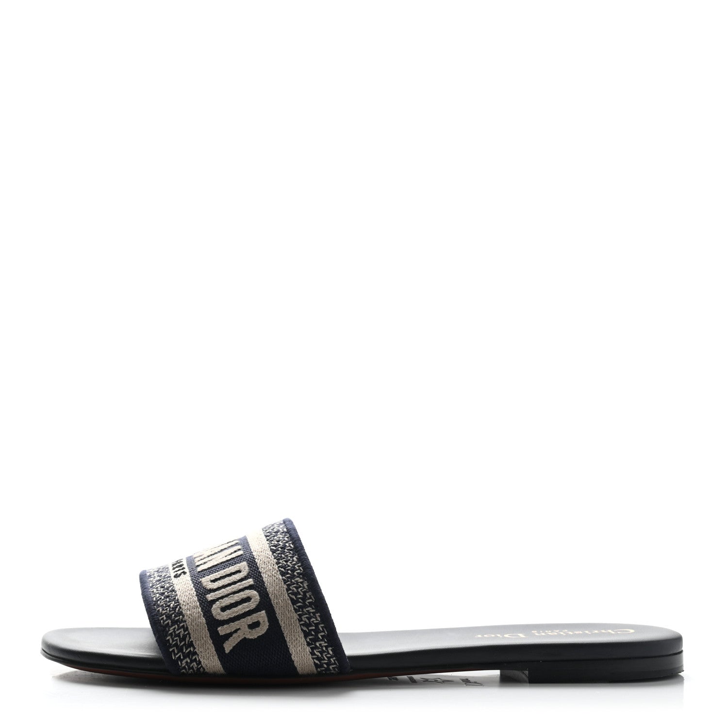 Christian Dior Canvas Embroidered Dway Mules Slide Sandals 38.5 Deep Blue 1 of 8
