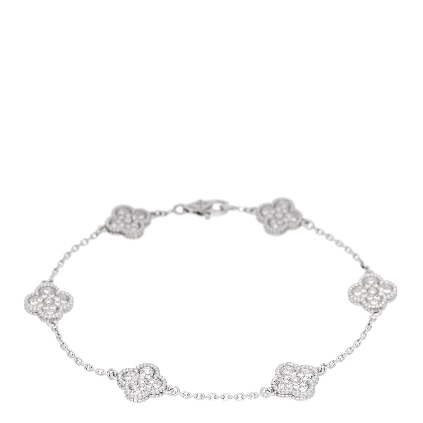 18K White Gold Diamond 6 Motifs Sweet Alhambra Bracelet