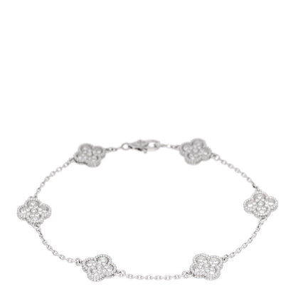 Van Cleef & Arpels 18K White Gold Diamond 6 Motifs Sweet Alhambra Bracelet 1 of 5