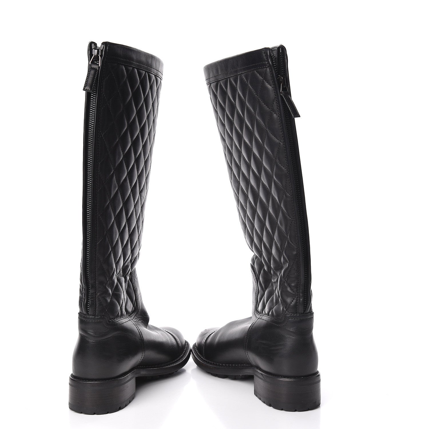 Chanel Oily Calfskin Quilted High Boots 38 Black 5 of 10