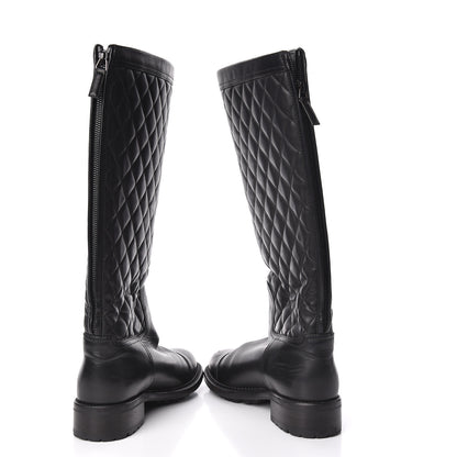 Chanel Oily Calfskin Quilted High Boots 38 Black 5 of 10
