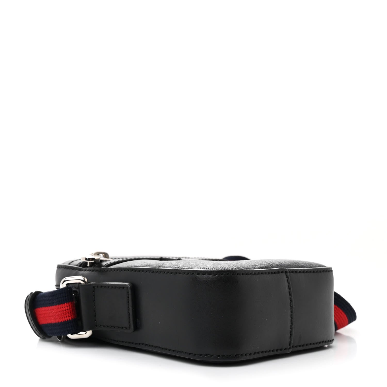 Gucci GG Supreme Monogram Appia Calfskin Web Small Camera Messenger Bag Black Grey Black Grey 4 of 13