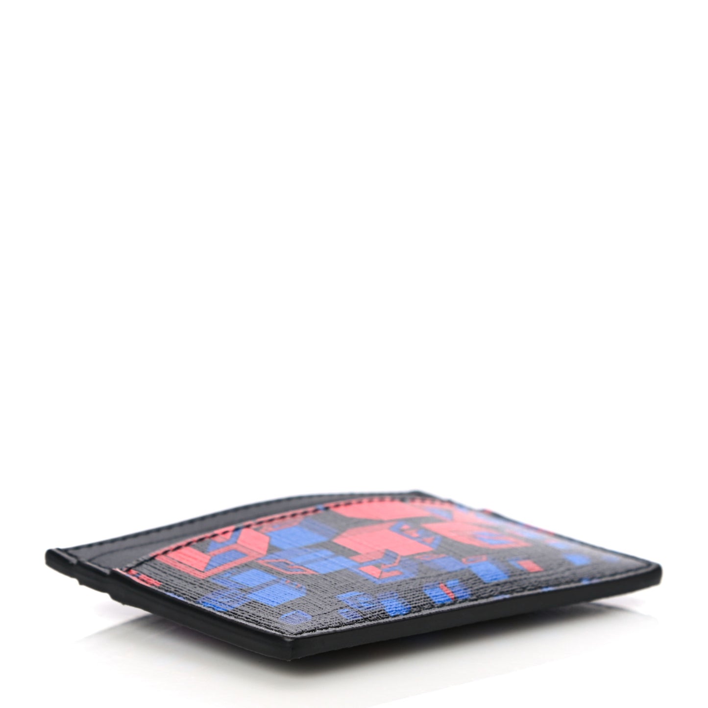 Canvas Moon Calfskin G Supreme Space Print Card Holder Black Red Blue