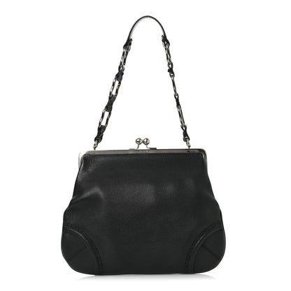 Burberry Goatskin Kiss Lock Frame Shoulder Bag Black 8 of 14