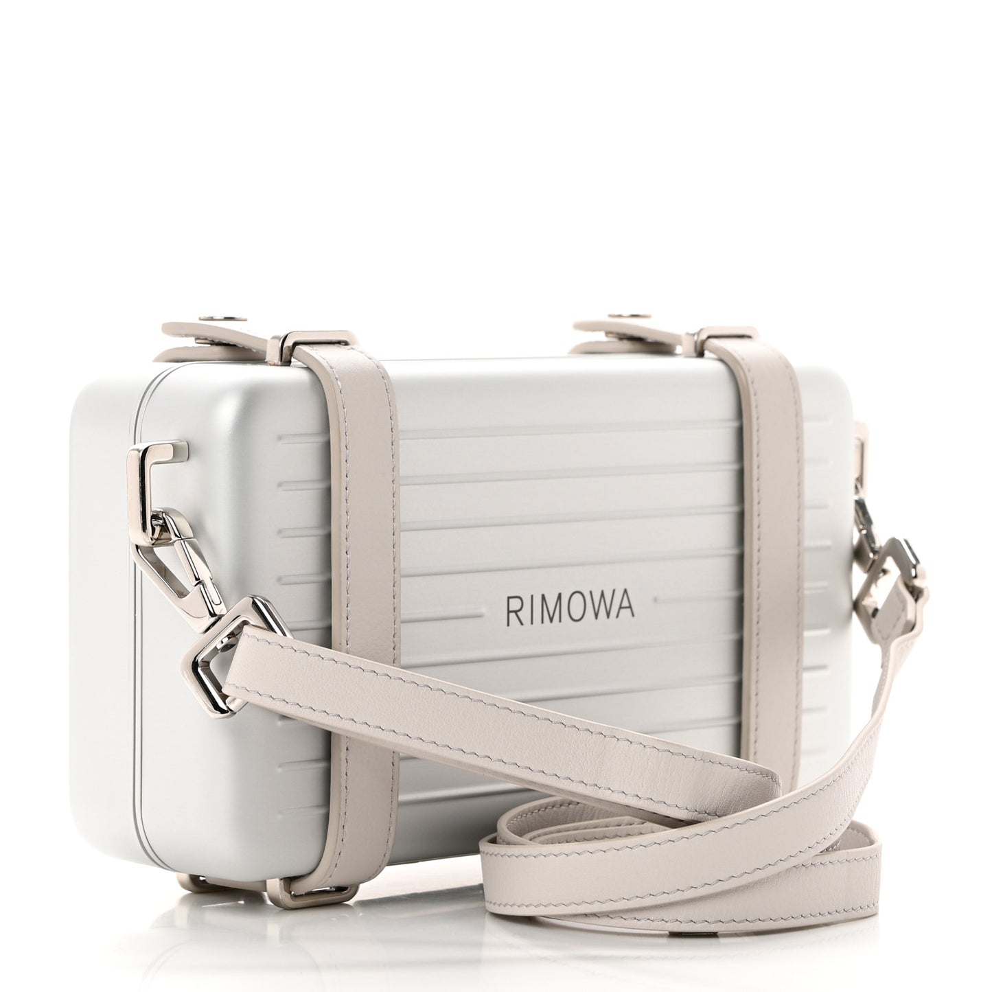 X RIMOWA Aluminum Personal Clutch On Strap Silver